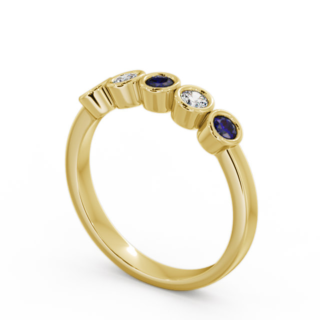 Five Stone Blue Sapphire and Diamond 0.41ct Ring 9K Yellow Gold - Avebury FV9GEM_YG_BS_SIDE
