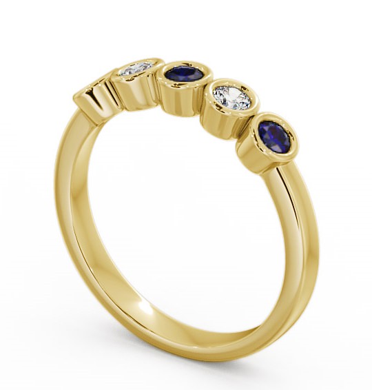 Five Stone Blue Sapphire and Diamond 0.41ct Ring 9K Yellow Gold FV9GEM_YG_BS_THUMB1