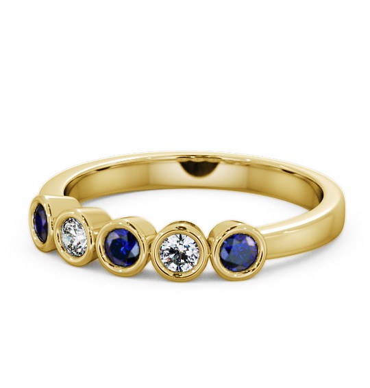  Five Stone Blue Sapphire and Diamond 0.41ct Ring 9K Yellow Gold - Avebury FV9GEM_YG_BS_THUMB2 
