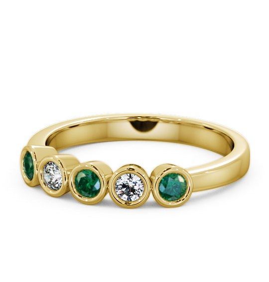  Five Stone Emerald and Diamond 0.35ct Ring 9K Yellow Gold - Avebury FV9GEM_YG_EM_THUMB2 