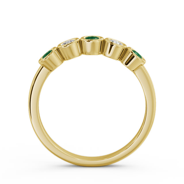 Five Stone Emerald and Diamond 0.35ct Ring 18K Yellow Gold - Avebury FV9GEM_YG_EM_UP