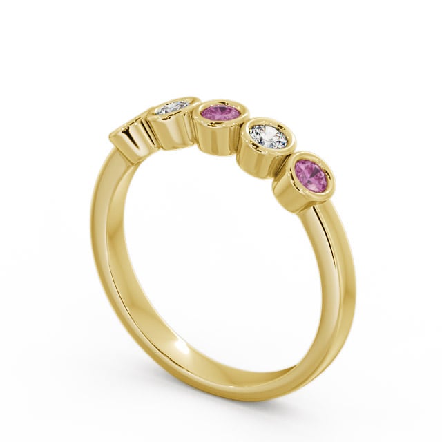 Five Stone Pink Sapphire and Diamond 0.41ct Ring 18K Yellow Gold - Avebury FV9GEM_YG_PS_SIDE