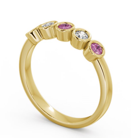 Five Stone Pink Sapphire and Diamond 0.41ct Ring 18K Yellow Gold - Avebury FV9GEM_YG_PS_THUMB1