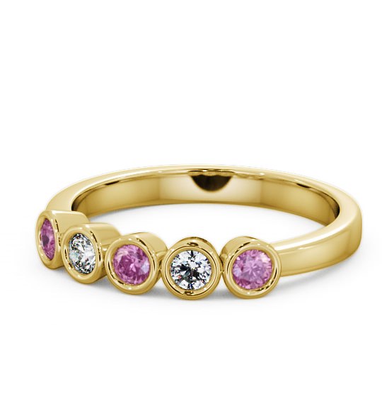  Five Stone Pink Sapphire and Diamond 0.41ct Ring 18K Yellow Gold - Avebury FV9GEM_YG_PS_THUMB2 