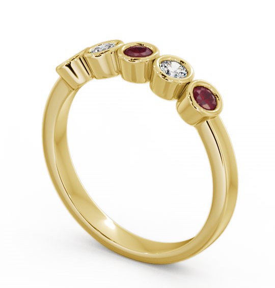 Five Stone Ruby and Diamond 0.41ct Ring 9K Yellow Gold FV9GEM_YG_RU_THUMB1