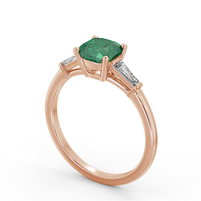 Shoulder Stone Emerald and Diamond 1.30ct Ring 9K Rose Gold - Acadia GEM100_RG_EM_SIDE
