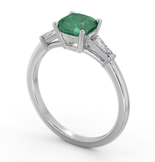 Shoulder Stone Emerald and Diamond 1.30ct Ring 18K White Gold GEM100_WG_EM_THUMB1 