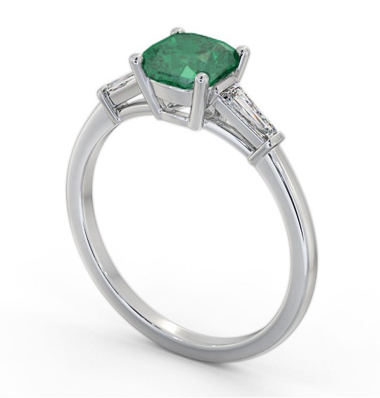 Shoulder Stone Emerald and Diamond 1.30ct Ring Palladium GEM100_WG_EM_THUMB1