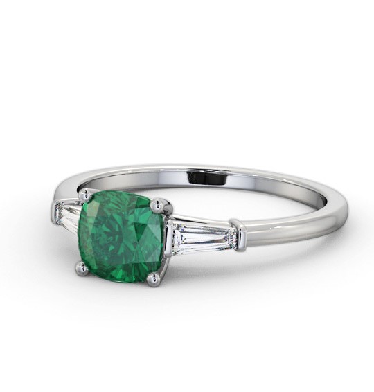 Shoulder Stone Emerald and Diamond 1.30ct Ring 18K White Gold GEM100_WG_EM_THUMB2 
