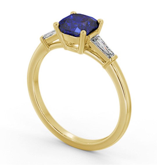 Shoulder Stone Blue Sapphire and Diamond 1.60ct Ring 9K Yellow Gold - Acadia GEM100_YG_BS_THUMB1