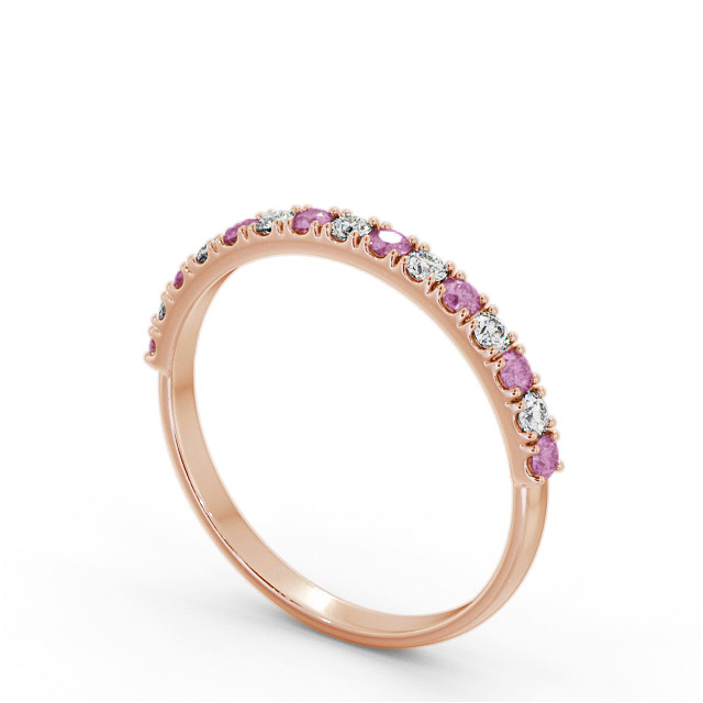 Half Eternity Pink Sapphire and Diamond 0.43ct Ring 9K Rose Gold - Henley GEM101_RG_PS_SIDE