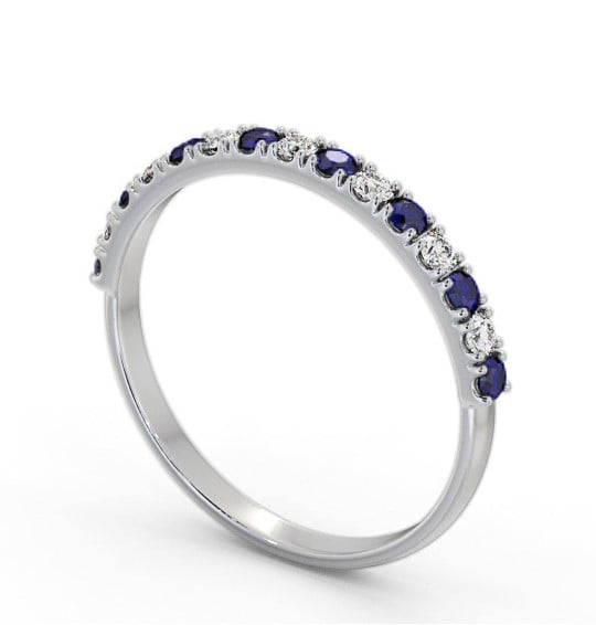 Half Eternity Blue Sapphire and Diamond 0.43ct Ring 9K White Gold GEM101_WG_BS_THUMB1