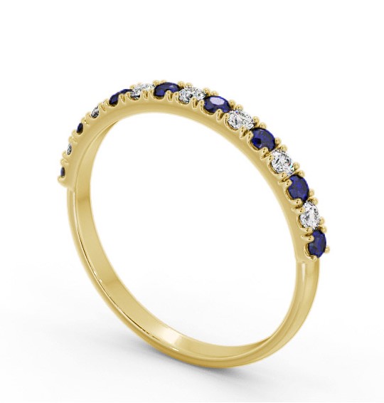 Half Eternity Blue Sapphire and Diamond 0.43ct Ring 9K Yellow Gold GEM101_YG_BS_THUMB1 