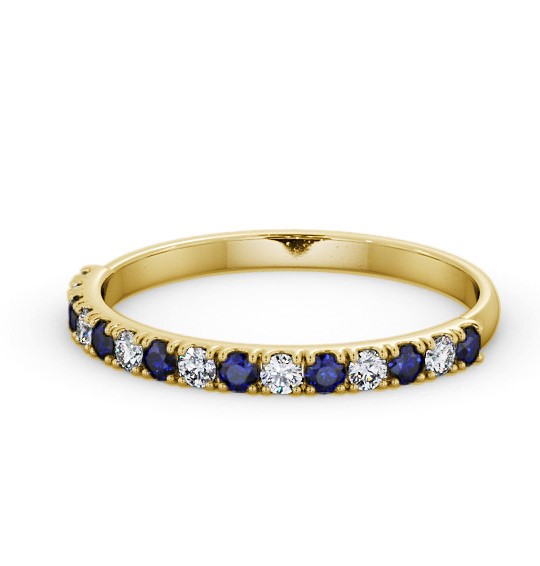 Half Eternity Blue Sapphire and Diamond 0.43ct Ring 18K Yellow Gold GEM101_YG_BS_THUMB2 