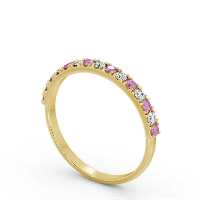 Half Eternity Pink Sapphire and Diamond 0.43ct Ring 9K Yellow Gold - Henley GEM101_YG_PS_SIDE