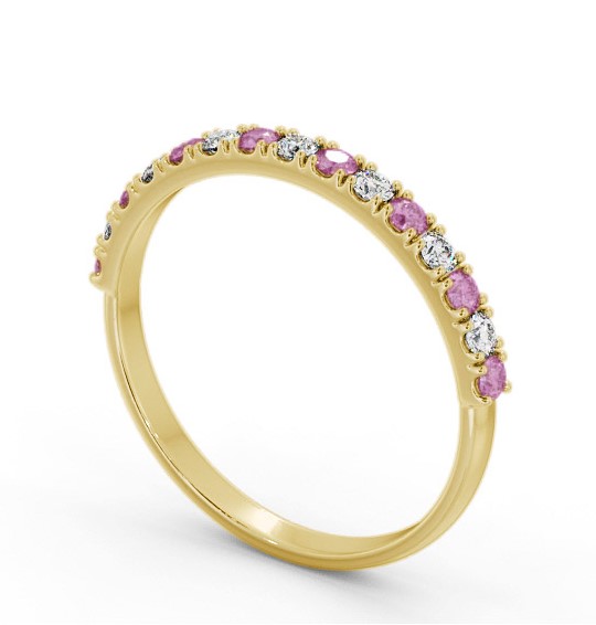 Half Eternity Pink Sapphire and Diamond 0.43ct Ring 9K Yellow Gold GEM101_YG_PS_THUMB1