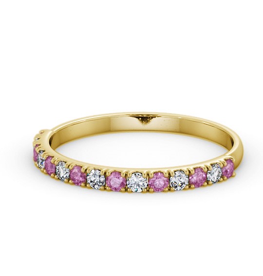 Half Eternity Pink Sapphire and Diamond 0.43ct Ring 18K Yellow Gold GEM101_YG_PS_THUMB2 