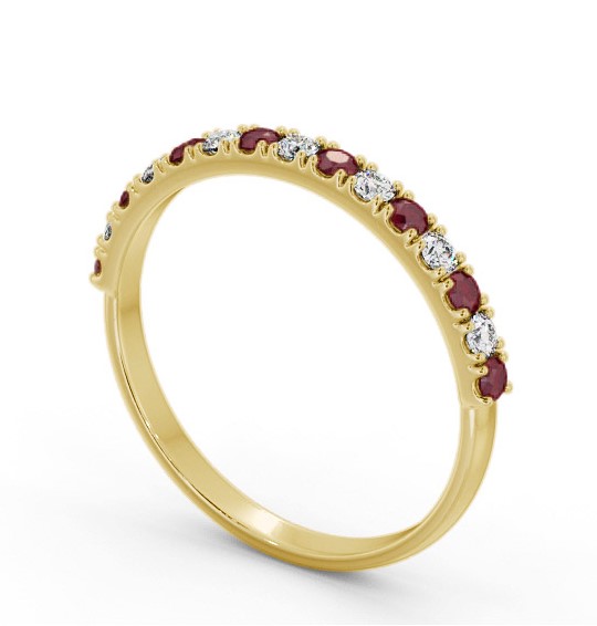 Half Eternity Ruby and Diamond 0.43ct Ring 18K Yellow Gold GEM101_YG_RU_THUMB1 