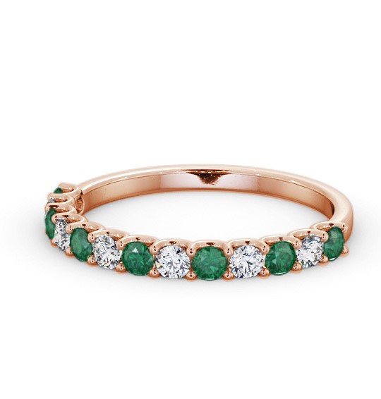 Half Eternity Emerald and Diamond 0.53ct Ring 18K Rose Gold GEM102_RG_EM_THUMB2 
