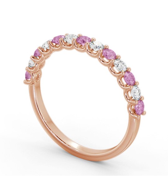 Half Eternity Pink Sapphire and Diamond 0.60ct Ring 18K Rose Gold GEM102_RG_PS_THUMB1 