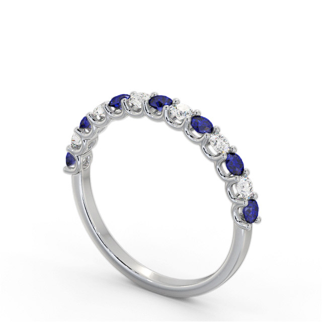 Half Eternity Blue Sapphire and Diamond 0.60ct Ring 18K White Gold - Jalissa GEM102_WG_BS_SIDE