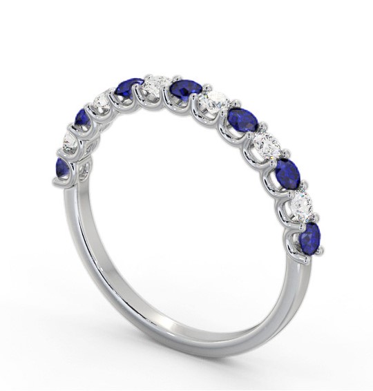 Half Eternity Blue Sapphire and Diamond 0.60ct Ring 18K White Gold GEM102_WG_BS_THUMB1