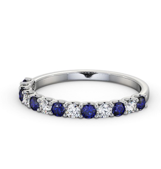 Half Eternity Blue Sapphire and Diamond 0.60ct Ring 18K White Gold GEM102_WG_BS_THUMB2 