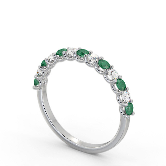 Half Eternity Emerald and Diamond 0.53ct Ring 18K White Gold - Jalissa GEM102_WG_EM_SIDE
