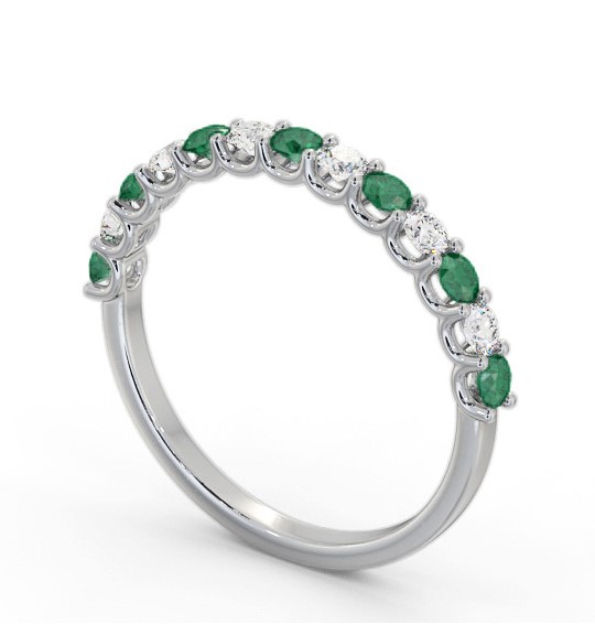 Half Eternity Emerald and Diamond 0.53ct Ring Platinum GEM102_WG_EM_THUMB1 
