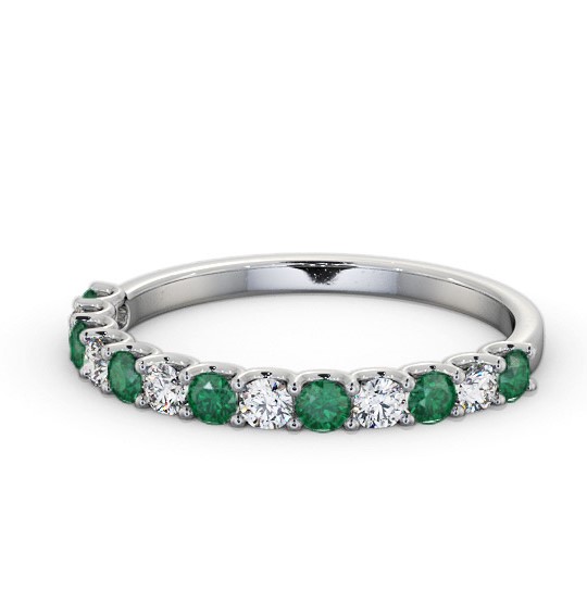 Half Eternity Emerald and Diamond 0.53ct Ring Platinum GEM102_WG_EM_THUMB2 