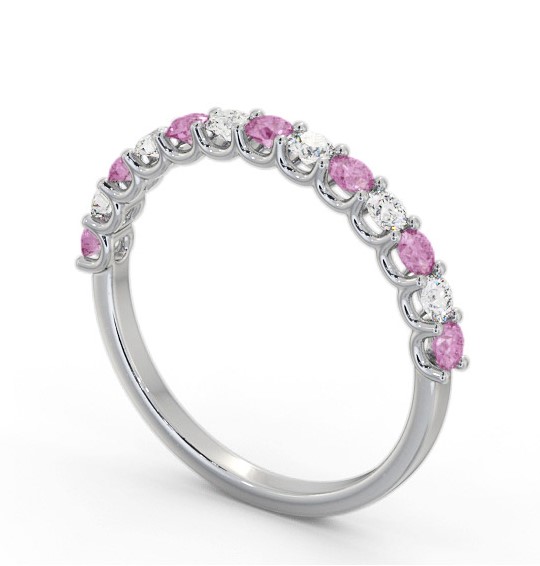 Half Eternity Pink Sapphire and Diamond 0.60ct Ring 9K White Gold GEM102_WG_PS_THUMB1