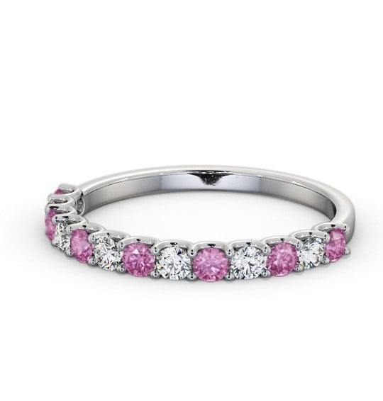 Half Eternity Pink Sapphire and Diamond 0.60ct Ring 18K White Gold GEM102_WG_PS_THUMB2 