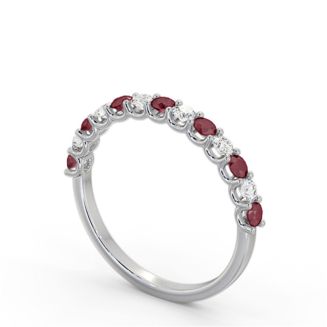 Half Eternity Ruby and Diamond 0.60ct Ring 18K White Gold - Jalissa GEM102_WG_RU_SIDE