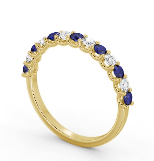 Half Eternity Blue Sapphire and Diamond 0.60ct Ring 18K Yellow Gold GEM102_YG_BS_THUMB1 