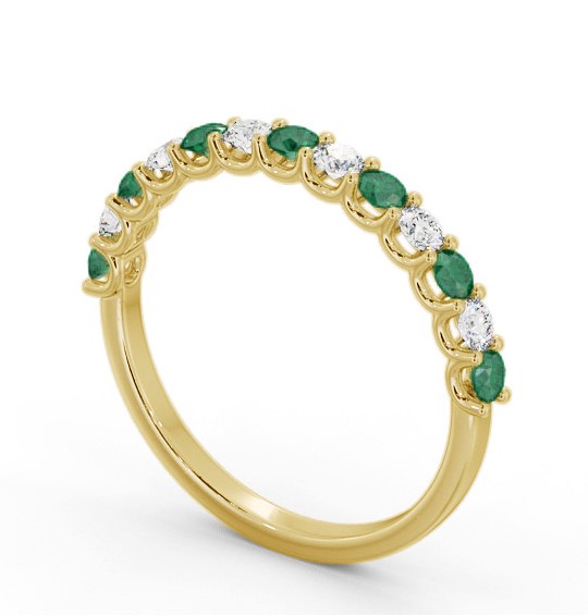 Half Eternity Emerald and Diamond 0.53ct Ring 9K Yellow Gold GEM102_YG_EM_THUMB1