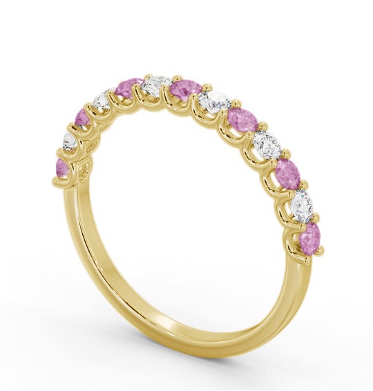 Half Eternity Pink Sapphire and Diamond 0.60ct Ring 9K Yellow Gold GEM102_YG_PS_THUMB1