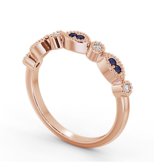 Half Eternity Blue Sapphire and Diamond 0.15ct Ring 9K Rose Gold GEM103_RG_BS_THUMB1