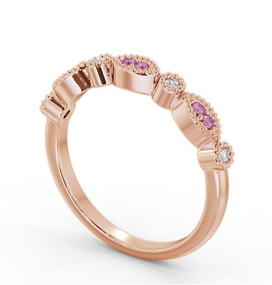 Half Eternity Pink Sapphire and Diamond 0.15ct Ring 18K Rose Gold GEM103_RG_PS_THUMB1 