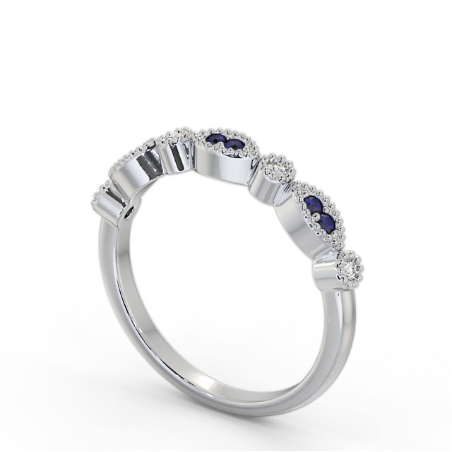 Half Eternity Blue Sapphire and Diamond 0.15ct Ring 18K White Gold - Carissa GEM103_WG_BS_SIDE