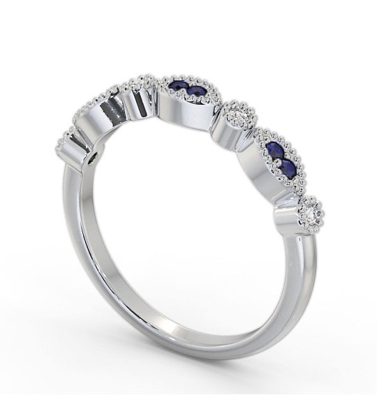 Half Eternity Blue Sapphire and Diamond 0.15ct Ring Platinum GEM103_WG_BS_THUMB1
