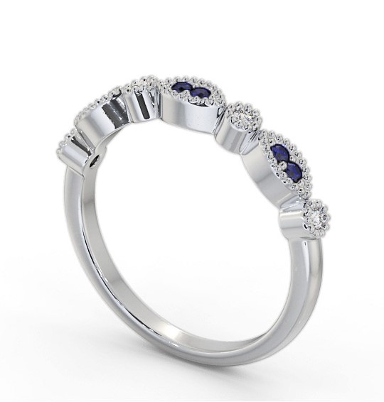 Half Eternity Blue Sapphire and Diamond 0.15ct Ring 18K White Gold GEM103_WG_BS_THUMB1