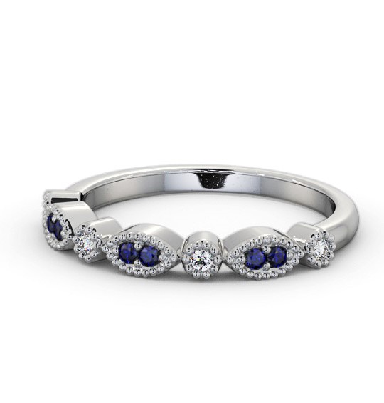 Half Eternity Blue Sapphire and Diamond 0.15ct Ring 18K White Gold GEM103_WG_BS_THUMB2 