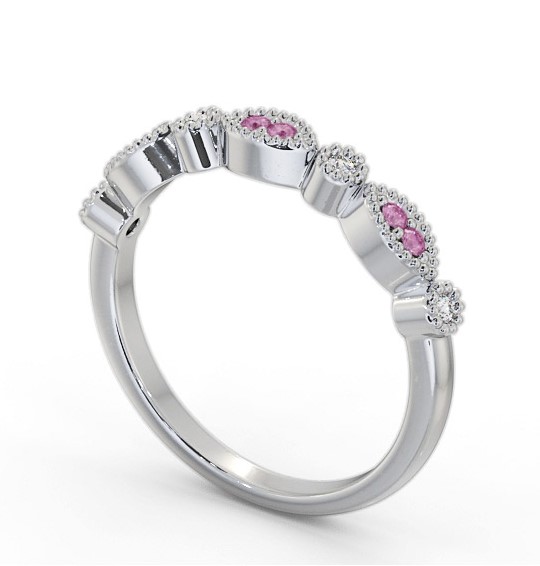 Half Eternity Pink Sapphire and Diamond 0.15ct Ring Platinum GEM103_WG_PS_THUMB1