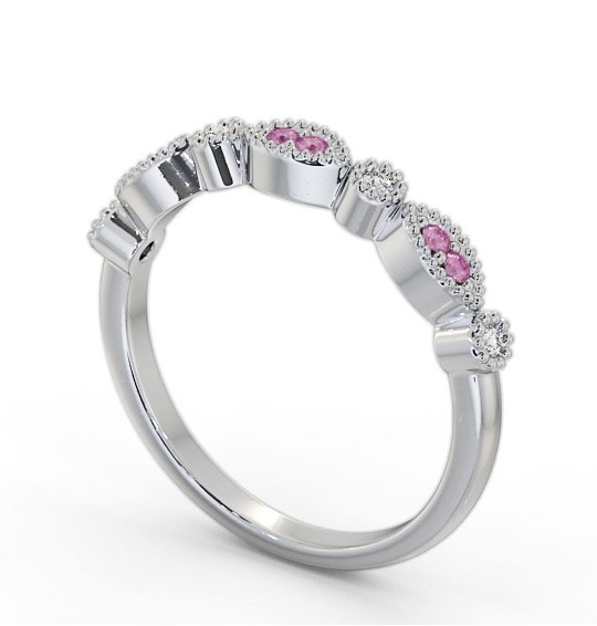 Half Eternity Pink Sapphire and Diamond 0.15ct Ring 9K White Gold GEM103_WG_PS_THUMB1