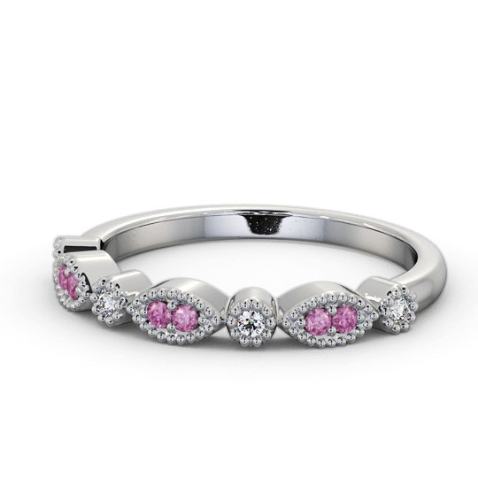 Half Eternity Pink Sapphire and Diamond 0.15ct Ring 18K White Gold GEM103_WG_PS_THUMB2 