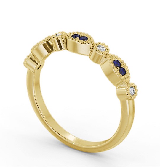 Half Eternity Blue Sapphire and Diamond 0.15ct Ring 9K Yellow Gold GEM103_YG_BS_THUMB1