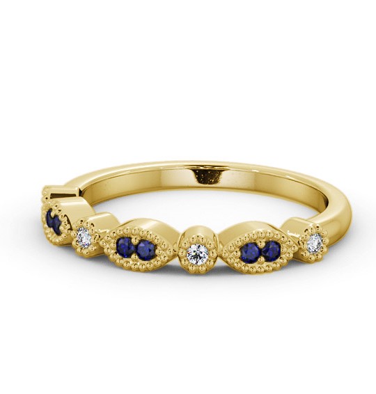 Half Eternity Blue Sapphire and Diamond 0.15ct Ring 18K Yellow Gold GEM103_YG_BS_THUMB2 