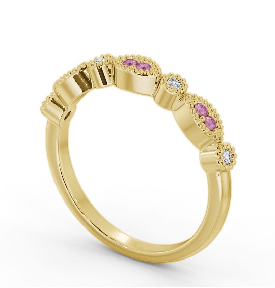 Half Eternity Pink Sapphire and Diamond 0.15ct Ring 18K Yellow Gold GEM103_YG_PS_THUMB1