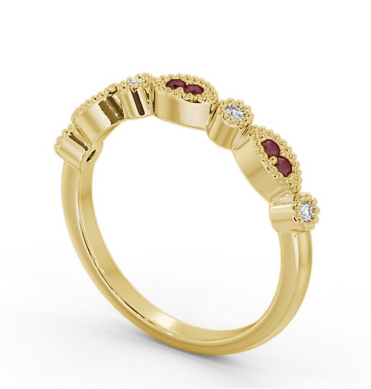 Half Eternity Ruby and Diamond 0.15ct Ring 18K Yellow Gold GEM103_YG_RU_THUMB1 