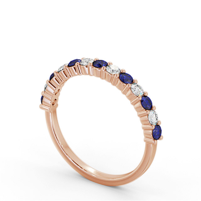 Half Eternity Blue Sapphire and Diamond 0.60ct Ring 18K Rose Gold - Katara GEM104_RG_BS_SIDE